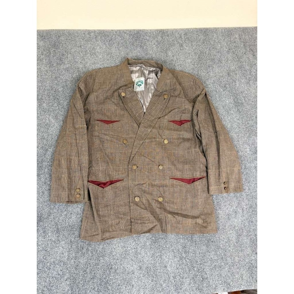 Schneiders Vintage Linen Blend Blazer Mens Size 42 Brown Military Jacket Austria